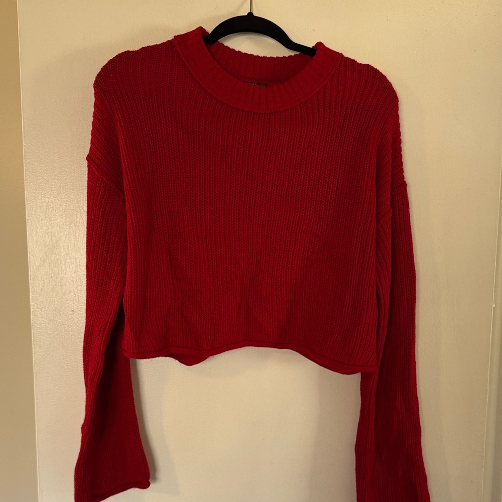 Women's Red Knit Sweater Top